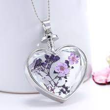 Dried Lavender Necklace Pressed Real Flower Pendant In Heart Etsy Lavender Necklace Resin Jewelry Diy Glass Necklace