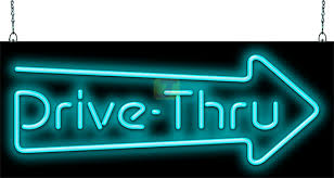 Outdoor led directional signs for drive thru lanes. Turquoise Drive Thru With Right Arrow Neon Sign Fg 30 87 Jantec Neon