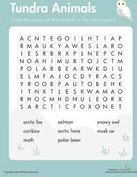Habitats Word Search Tundra Animals Worksheet Education Com Tundra Arctic Habitat Biomes