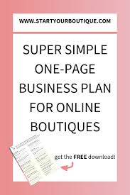 Boutique Business Plan In 2020 One Page Business Plan Online Boutique Business Business Planning
