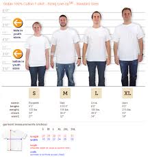 T Shirt Size Chart Pinegrove