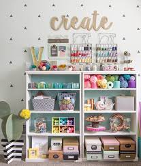 Craft table (similar), blue storage box (similar), library card drawers (similar), cricut cutting machine, label holders with adhesive back, craft storage tub with handles (similar), fabric file storage (similar) , make your work. 50 Craft Rooms A Girl And A Glue Gun