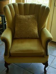 How to reupholster a wingback chair. 1930 S Vintage Channel Back Wing Chair Yellow Gold Rare Antique Price Guide Details Page