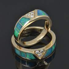 Diamond And Opal Wedding Ring Set Opal Wedding Ring Set Opal Wedding Rings Australian Opal Ring