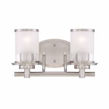 Hampton bay 2 light vanity fixture. Hampton Bay Truitt 2 Light Brushed Nickel Vanity Light With Clear And Sand Glass Shades Hb2578 35 The Home Depot