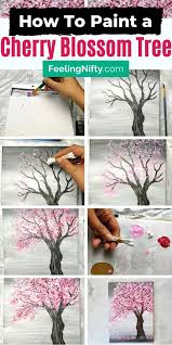 Painting A Cherry Blossom Tree With Acrylics And Cotton Swabs Cherry Blossom Art Cherry Blossom Painting Blossoms Art