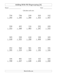 2 digit addition worksheets pdf | with regrouping and without regrouping april 1, 2021 march 18, 2021 by free printable worksheets i am sharing 2 digit addition worksheets with answers in pdf format. 3 Digit Plus 3 Digit Addition With No Regrouping A