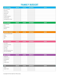 Free Printable Family Budget Worksheets Monthly Budget