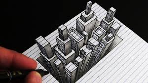 How To Draw A Hole In Line Paper 3d Trick Art City Youtube City Drawing Illusion Drawings Optical Illusions