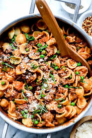 Pasta With Turkey Sausage And Peas Foodiecrush Com