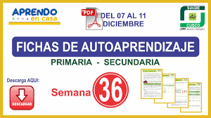 Estas fichas para imprimir para primaria cuentan con diferentes características que hacen de ellas una herramienta para el aula y/o para casa en el aprendizaje diario del niño. Aprendo En Casa Semana 36 Fichas De Auto Aprendizaje Del Lunes 07 Al Viernes 11 Diciembre Gratis Youtube