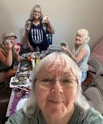 Painting rocks in craft room