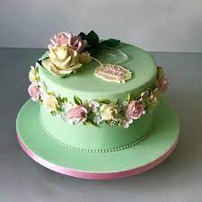Maybe you would like to learn more about one of these? Mint Green 90th Birthday Cake With Handmade Flowers 90th Birthday Cakes Cupcake Cakes Mint Green Cakes