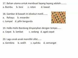 Check spelling or type a new query. Soal Ukk Kelas 3 Materi Seni Budaya Brilian Jawabanku Id