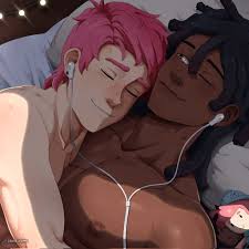 2angelisimo, marshall lee, prince bubba gumball, adventure time, adventure  time:fionna and cake, corrupted twitter file, highres, 2boys, bed, black  hair, character doll, closed mouth, couple, dark