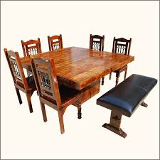 Solid Wood Modern Rustic Block Pedestal Square Dining Table Square Dining Tables Rustic Dining Table Set Dining Table