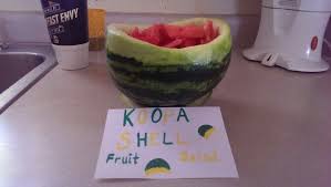 Koopa Shell Fruit Salad Made From A Carved Out Watermelon Shell And Use A Fruit Peeler Around The Outside Edge We Used A Pe Fruit Salad Making Fruit Wii Party