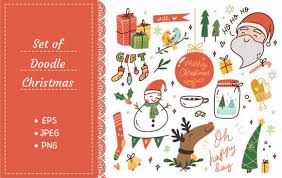 Set Of Vintage Christmas Doodle Graphic By Big Barn Doodles Creative Fabrica