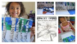 Robert Frost Stopping By Woods On A Snowy Evening Drawing Learning Craft Art Lesson Birch Tree With Robert Frost Winter Art Lesson Art Lessons Kids Art Projects
