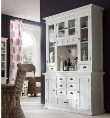 A hutch and wall cabinets have crown tops. Halifax White Kitchen Hutch Dresser Akd Furniture