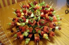 Showy But Simple Fruit Kabobs Perfect For A Party Recipe Low Cholesterol Food Com Fruit Kabobs Food Fruit Kabobs Display