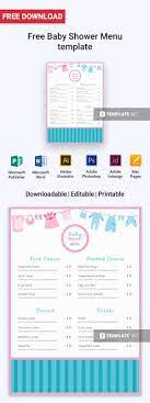 Baby Shower Menu Template Illustrator Indesign Word Apple Pages Psd Publisher Template Net Baby Shower Menu Menu Template Free Baby Shower