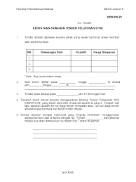 Borang kew ps 1 hingga 22. Kew Ps 23 Tawaran Tender Pelupusan