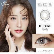 Sonya Gray (1) Pretty Doll ฝาเขียว Contact Lens คอนแทคเลนส์ สีเทา ตาโต  บิ๊กอาย แบ๊ว ขอบดำ ค่าสายตา สายตาสั้น แฟชั่น