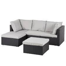 Loungesofa Anda 3 Teilig Webstoff Polyrattan Hellgrau Schwarz Mooved Jetzt Bestellen Unter Http Rattan Sofa Garten Lounge Mobel Rattan Gartenstuhle