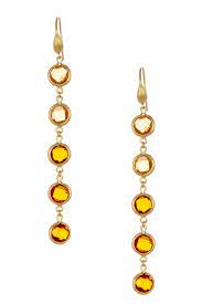 18k Gold Clad Cascading Faceted Round Citrine Amber Citrine Dangle Earrings On Hautelook