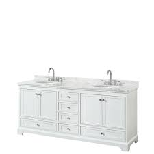 White carrara marble oval sink. Wyndham Collection Deborah 80 In Double Bathroom Vanity In White With Marble Vanity Top In White Carrara With White Basins Wcs202080dwhcmunomxx The Home Depot