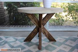 Diy X Brace Side Table W Concrete Top Free Easy Plans Concrete Diy Diy Garden Furniture Concrete Garden