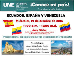 How to get from venezuela to ecuador by plane, bus or car. Flyer Conoce Mi Pais Octubre 2016 Espana Ecuador Y Venezuela Uagm Carolina Asuntos Internacionales
