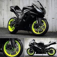 Black And Neon Green Rims Zx6r I Would Have Blue Rims Though Sports Bikes Motorcycles Kawasaki Cafe Racer Kawasaki Bikes