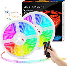 Amazon Com Led Strip Lights With Remote 32 8ft Led Music Sync Tape Lights Kit 5050 Rgb Color Changing Light Strip With Ip65 Waterproof 300leds Rope Light For Bedroom Room Party Mood Tape