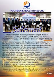 Jurusan administrasi niaga (459) jurusan akuntansi (341) jurusan bahasa inggris (161) jurusan teknik elektro (667) jurusan teknik kimia (118) jurusan teknik komputer & informatika (59) jurusan teknik konversi energi (168) Pelantikan Pejabat Struktural Polban 2019 2023 Politeknik Negeri Bandung