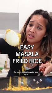 Easy Masala Fried Rice Easy fried rice that spiced with warm seasonings,  perfect way to spruce up boring old rice! Ingredients: -2 Cups of Basmati  Rice (1 Day Old) -2 Eggs -4 Garlic Cloves -1/2 Red ...