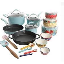 Check out our ranking below! The Pioneer Woman Speckled Cookware 24 Pc Cookware Pots Pans Enameled Aluminum Non Stick Light Blue