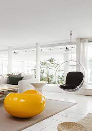 According to eero's notes, the bubble hangs from the ceiling because 'there is no nice way to make a clear pedestal.' Bubble Black Leather Cushions Architonic