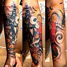 My Newest Tat Jack Sally 1 2 Sleeve So In Love With It Jack Skellington Tattoo Nightmare Before Christmas Tattoo Sally Tattoo