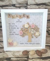 40th Birthday Present Ideas For Sister Gift For Sister Gift For Family Family Tree Frame Scrabble Art Diy Gifts For Kids Family Tree Frame