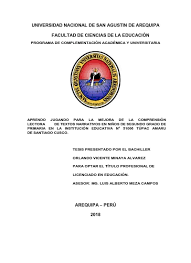 Aprendo jugando para la mejora de la Comprensión Lectora de Textos  Narrativos en niños de segundo grado de Primaria en la Institución  Educativa N° 51006 Túpac Amaru de Santiago Cusco