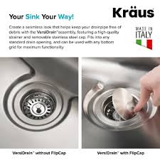 Make sure to use 100% silicone and apply a generous bead before dropping the drain into the sink hole. Versidrain Assembly With Flipcap By Kraus Kitchensource Com
