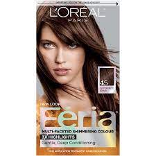 L Oreal Paris Feria Multi Faceted Shimmering Permanent Hair Color 45 French Roast Deep Bronzed Brown 1 Kit Walmart Com In 2021 Feria Hair Color Loreal Hair Dye Hair Color