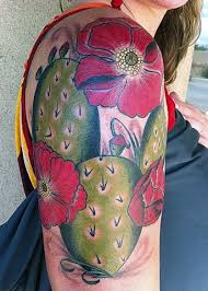 Extremely Beautiful Cactus Flower Tattoo On Right Half Sleeve Cactus Tattoo Geometric Mountain Tattoo Succulent Tattoo