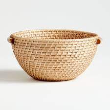 Artesia Natural Rattan Bowl With Handles Reviews Crate And Barrel In 2021 Crate And Barrel Artesia Rattan