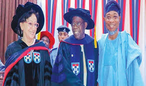 Apc national leader bola tinubu also advised youths to shy away from thuggery, adding that the mindset of destruction will not make them attain their goals. Garlands For Bola Tinubu At Afe Babalola University Independent Newspapers Nigeria