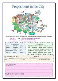 Prepositions In The City Preposition Worksheets Prepositions Learn English