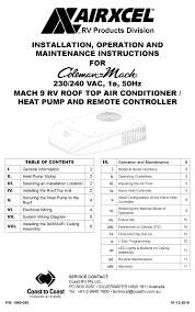 Check for any cracks or major damage to the outside of the unit. Coleman Mach 9 Installation Operation And Maintenance Instructions Pdf Download Manualslib