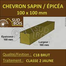Oui fabrication union européenne oui pays de fabrication: Chevron 100x100 Sapin Epicea Traite Classe 2 Jaune A La Palette Sud Bois Terrasse Bois Direct Scierie